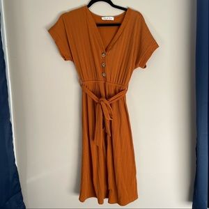 Vine & Love Burnt Orange Dress with Buttons